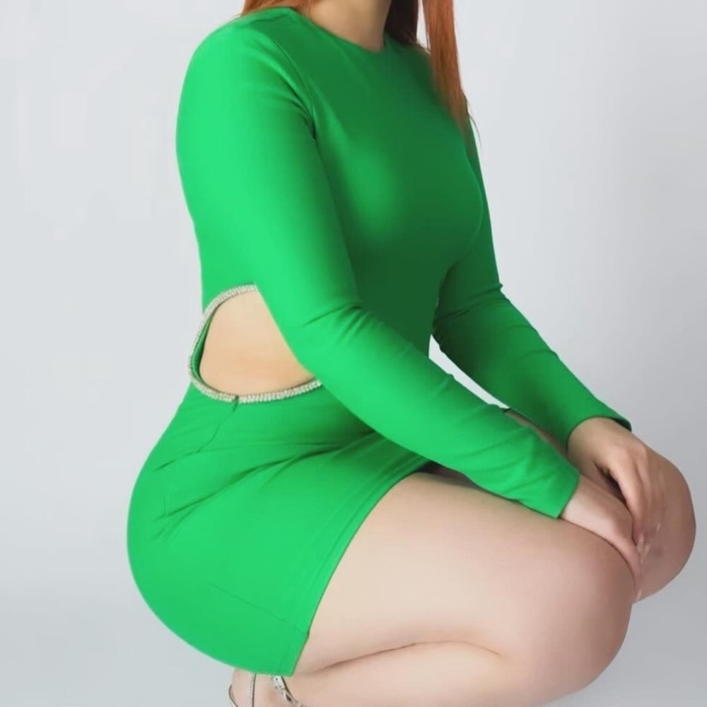 Vibrant Green Cutout Dress